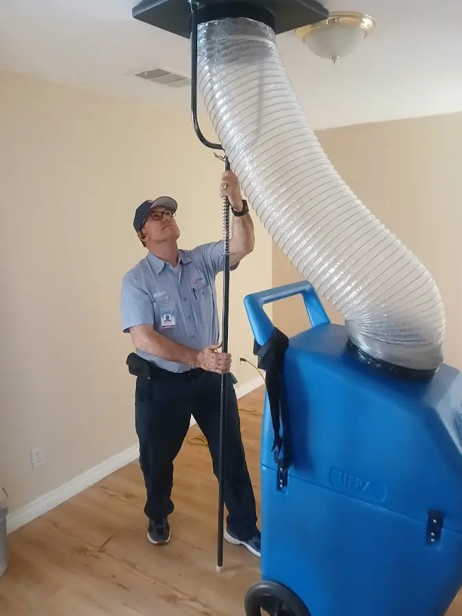 Mini Split Installation technician using HEPA equipment in Sarasota